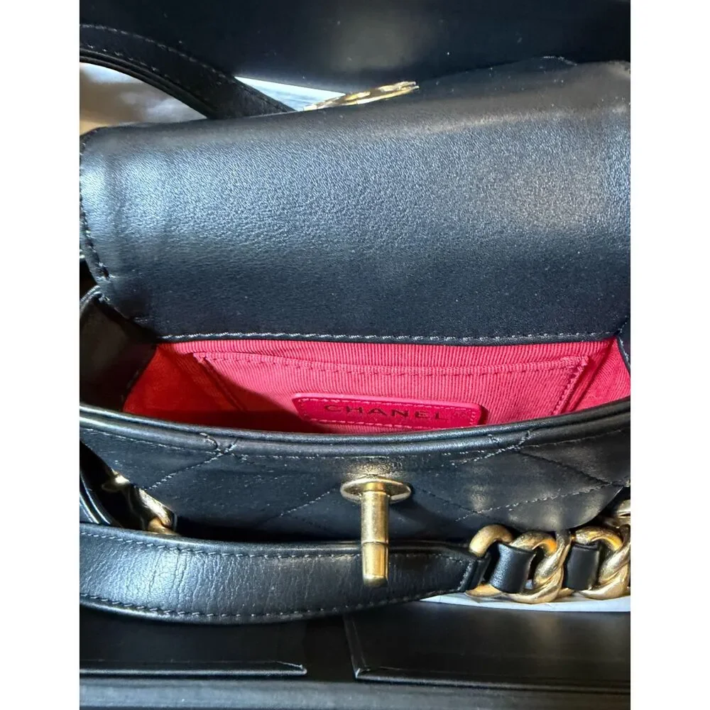 CHANEL Mini Flap Quilted Handbag Gold Hardware Black